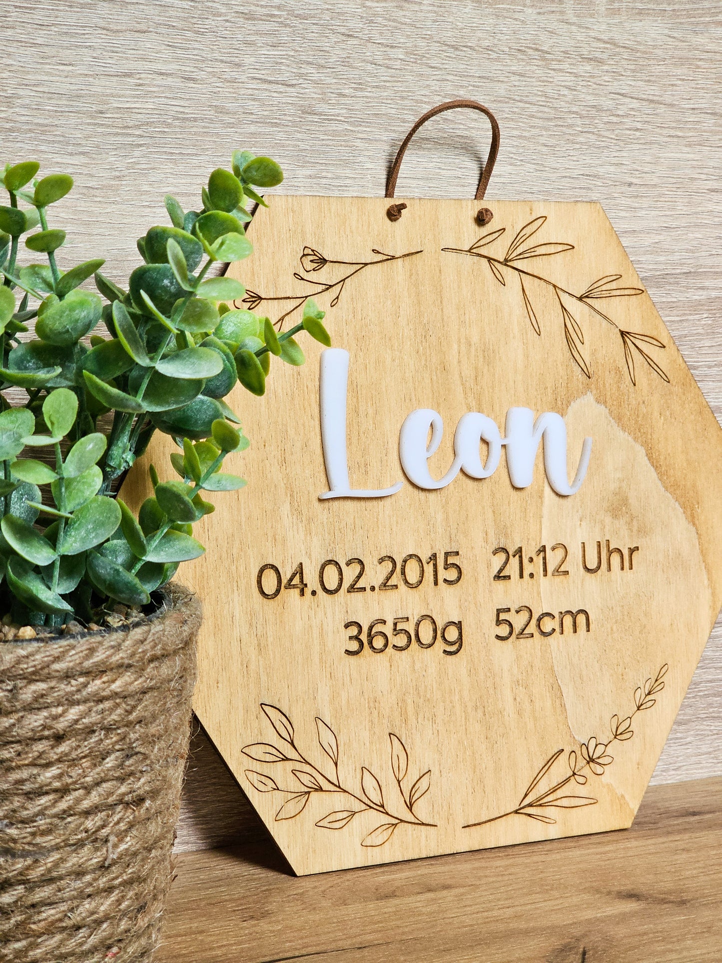 Holzschild Geburtsdaten